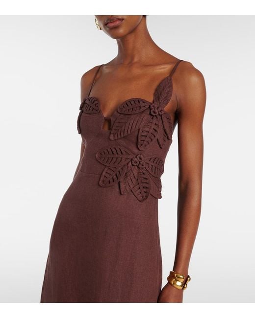 Farm Rio Purple Midikleid Aus Leinen