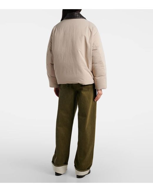 Piumino Con Pelle Intrecciato di Bottega Veneta in Natural