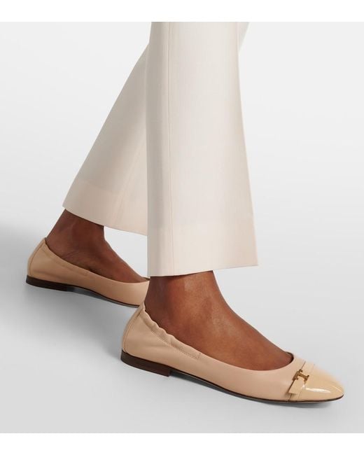 Tod's Natural Leather Ballet Flats