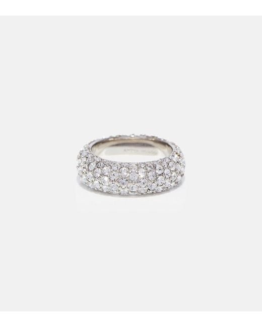 AMINA MUADDI White Cameron Crystal-Embellished Ring