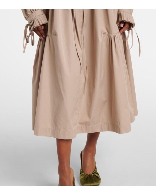 Dries Van Noten Natural Ruffled Cotton Shirt Dress