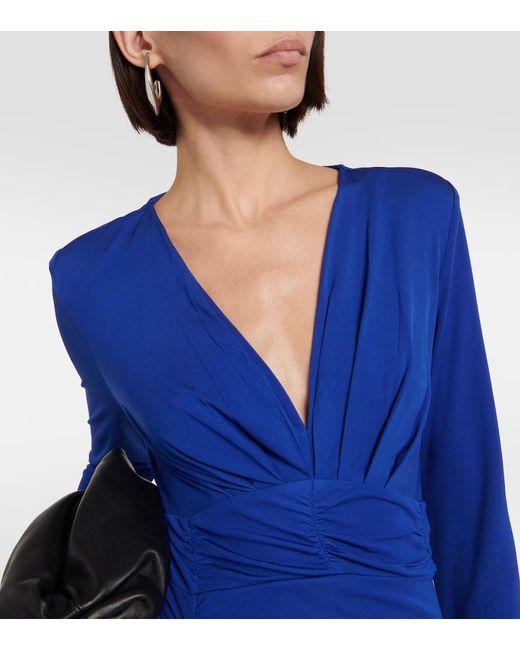 Diane von Furstenberg Blue Magena Gathered Jersey Midi Dress