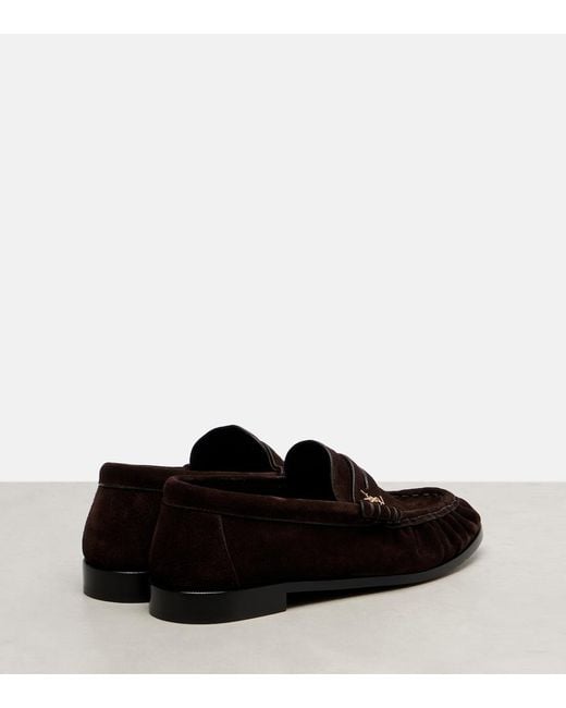 Saint Laurent Black Le Loafer Cassandre Suede Penny Loafers