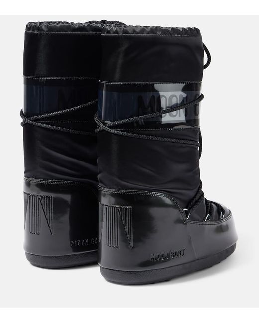 Moon Boot Black Icon Glance Satin Snow Boots