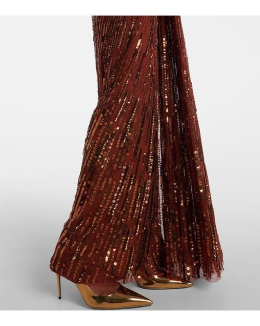 Jenny Packham Brown Robe Zola Mit Pailletten Und Kristallen