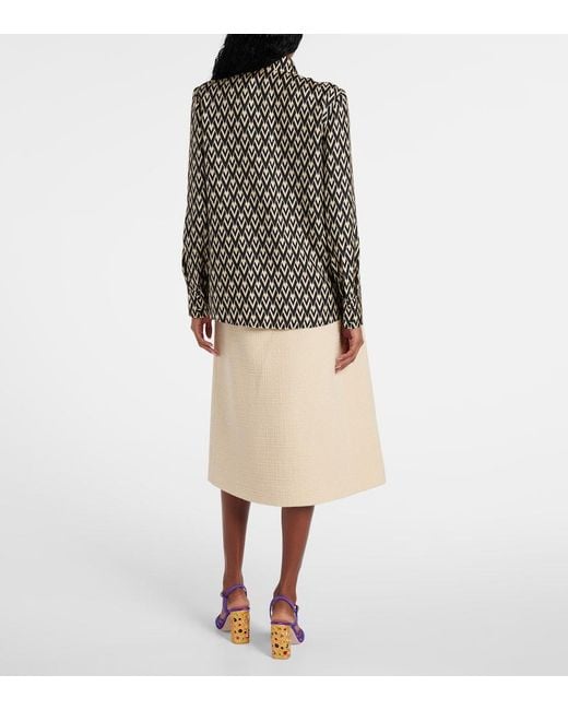 Valentino Black Toute La V Silk Twill Shirt