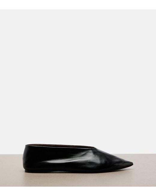 Khaite Black Miriam Leather Ballet Flats
