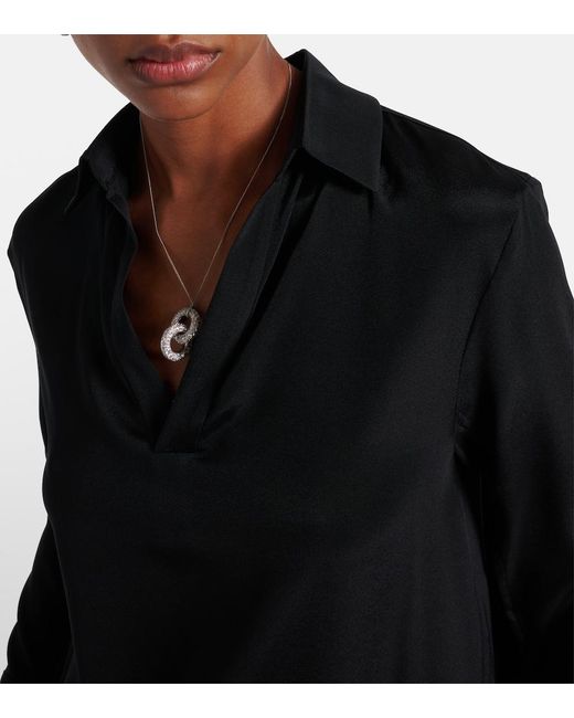 Max Mara Black Dover Silk-Blend Cady Blouse