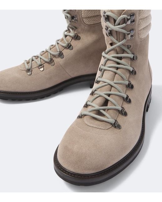 Kiton Brown Suede Lace-Up Boots for men