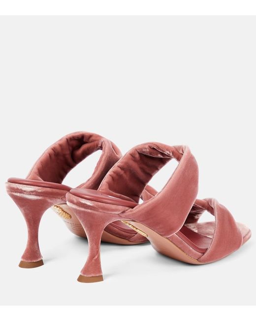 Aquazzura Red Twist 95 Velvet Mules