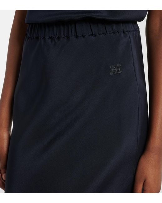 Max Mara Blue Sospiro Silk Satin Maxi Skirt