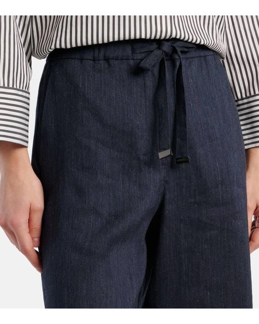 Max Mara Blue Max Mara Aris Linen-Blend Straight Pants