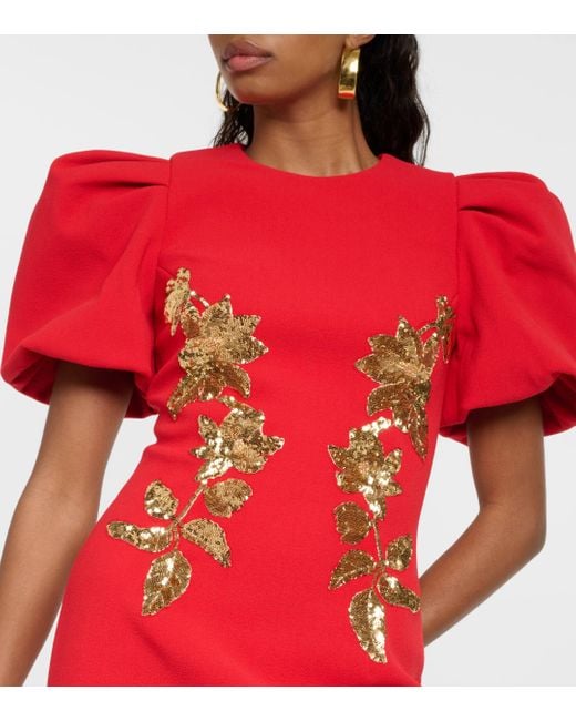 Rebecca Vallance Red Versailles Sequined Crepe Midi Dress