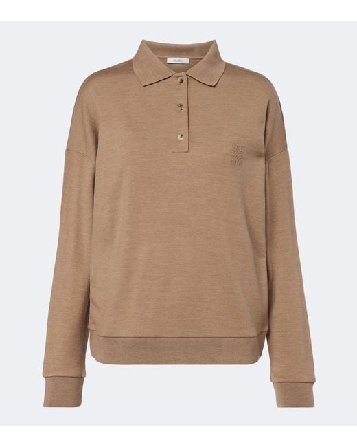 Max Mara Brown Virgin Wool Polo Sweater
