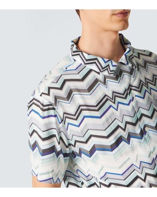Missoni Blue Zigzag Bowling Shirt for men