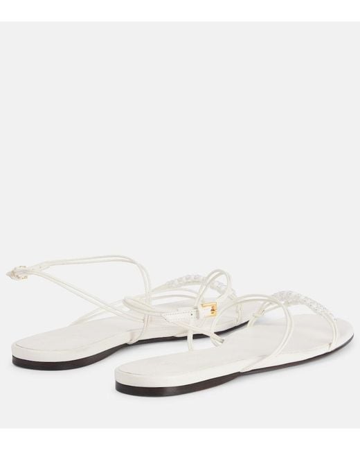 Khaite White Loop Leather Sandals