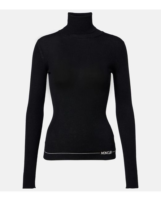 Moncler Black Rollkragenpullover Aus Schurwolle