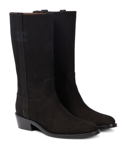 Max Mara Barry2 Suede Knee-high Boots in Nero (Black) | Lyst