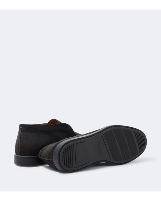 Magnanni Shoes Black Loda Suede Slip-On Shoes for men