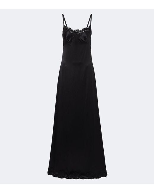 Dolce & Gabbana Black Lace-Trimmed Silk And Cotton-Blend Gown