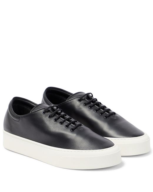 The Row Marie H Leather Sneakers in Black | Lyst