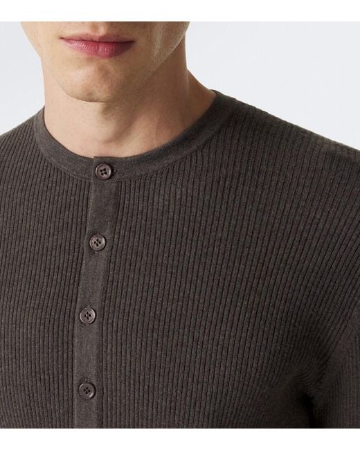 Lisa Yang Gray Falk Cotton And Cashmere Henley Shirt for men