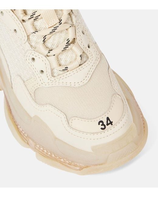 Balenciaga White Triple S Leather And Mesh Trainers