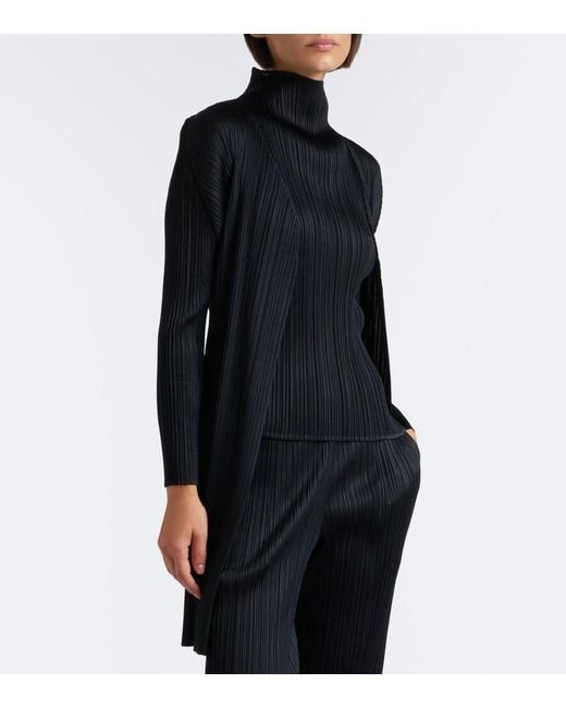 Pleats Please Issey Miyake Black Basics Pleated Cardigan