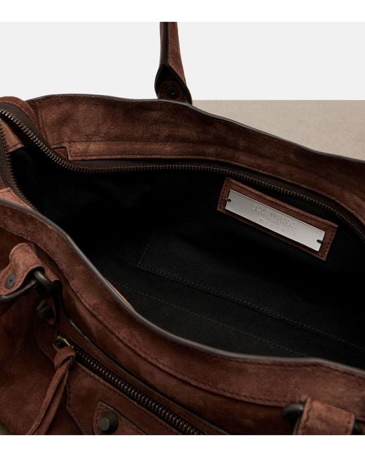 Balenciaga Brown Le City East-West Small Suede Shoulder Bag