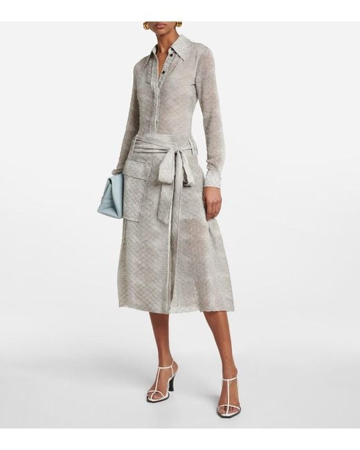 Victoria Beckham Gray Snake-Print Crepe De Chine Wrap Skirt