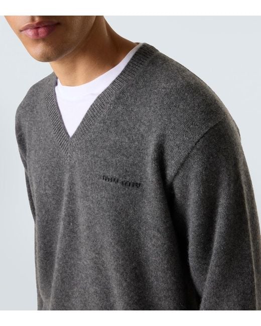 Miu Miu Gray Layered Cashmere Sweater for men