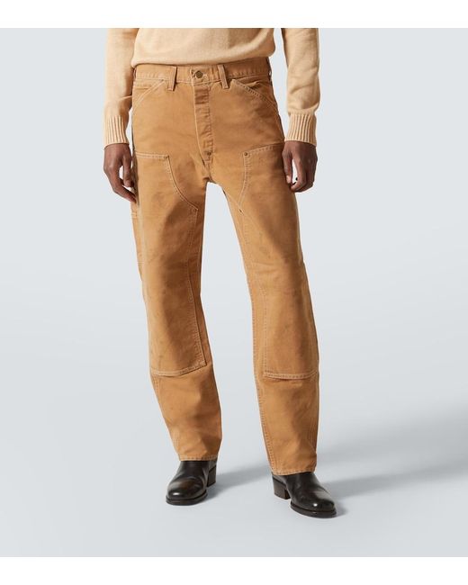 RRL Natural Hamilton Cotton Canvas Straight Pants for men