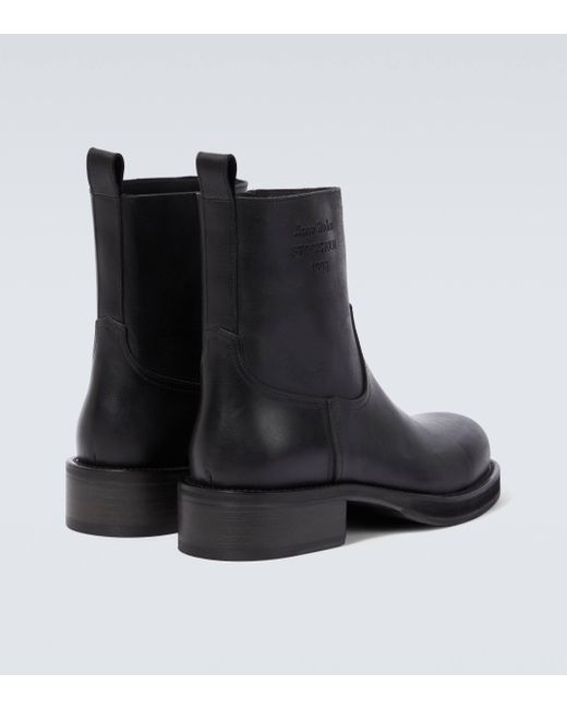 Acne Black Leather Ankle Boots for men