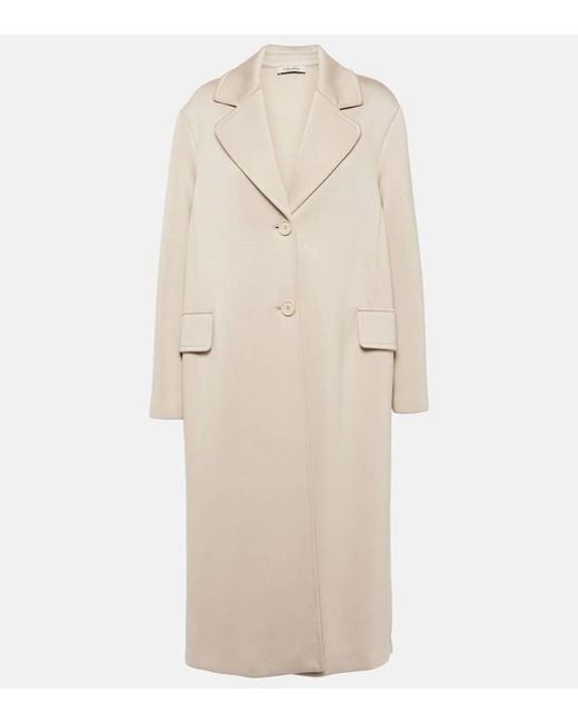 【送料 関税込】’S Max Mara Radice jersey coat Max Mara Radice Jersey Coat in Natural | Lyst