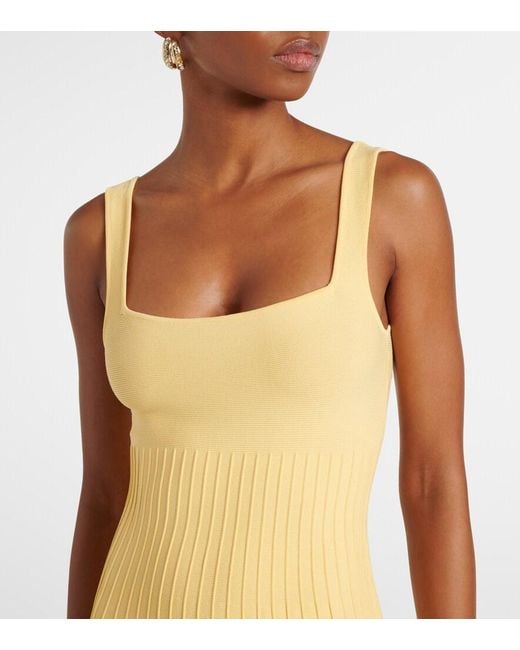 Staud Yellow Ellison Pleated Midi Dress