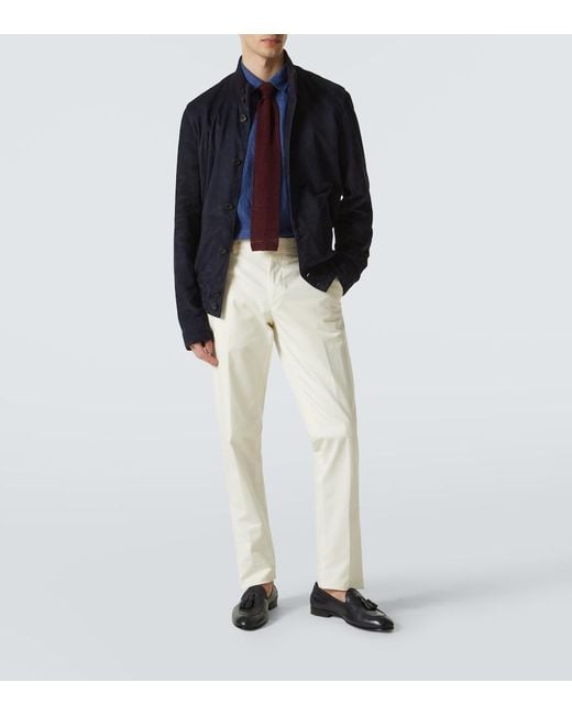 Rubinacci Blue Suede Bomber Jacket for men