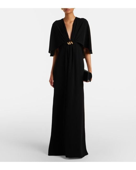 Max Mara Black Elegante Caped Cady Gown