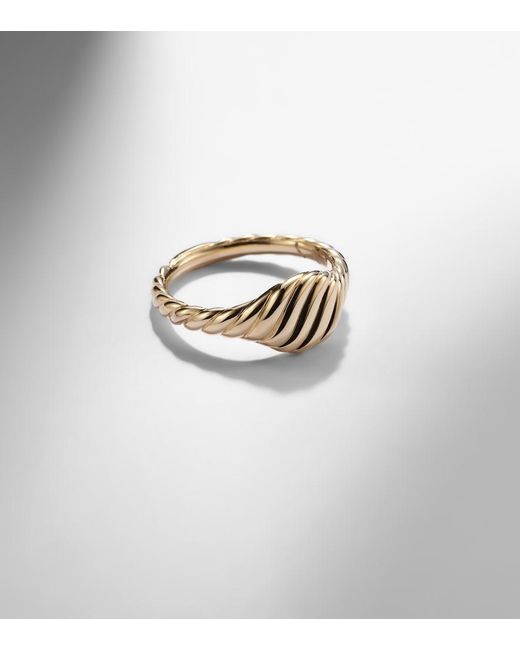 David Yurman White Sculpted Cable 18Kt Pinky Ring