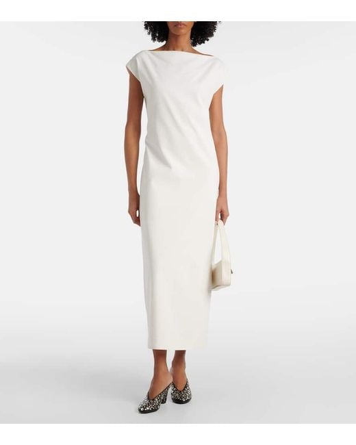 Khaite White Ayame Open-Back Cotton Maxi Dress