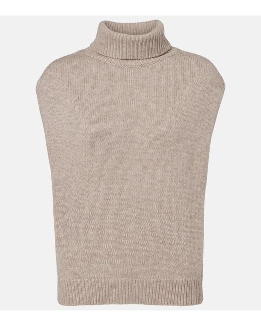 Jardin Des Orangers Natural Turtleneck Wool And Cashmere Sweater Vest