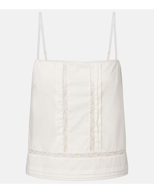 Staud White Corinna Embroidered Cotton Voile Top