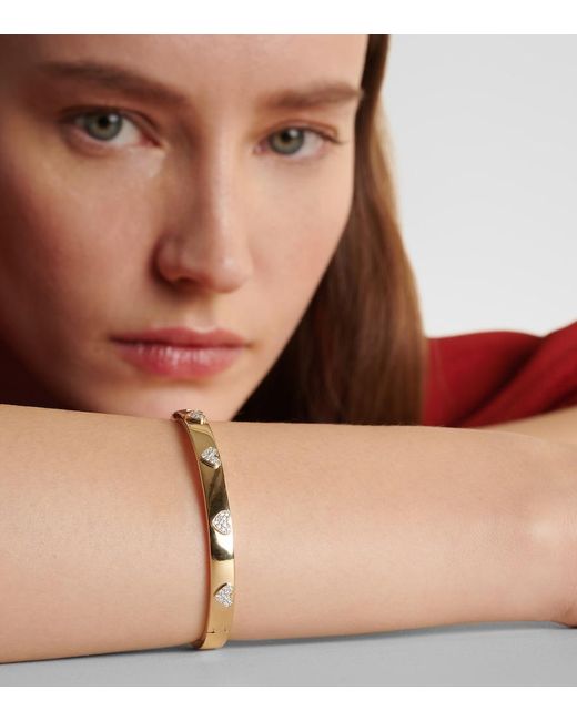 Sydney Evan Metallic Heart 14Kt Bangle With Diamonds