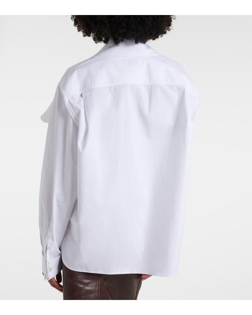 Saint Laurent White Bow-Detail Cotton Poplin Shirt