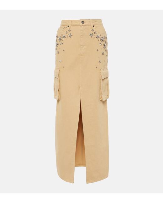 Self-Portrait Natural Verzierter Jeansrock