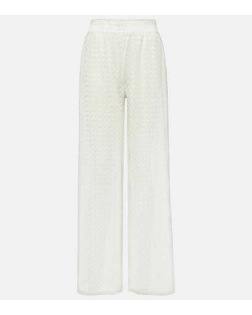 Pantaloni a gamba larga Sienna in maglia di Melissa Odabash in White