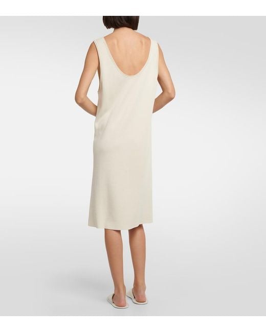 The Row White Garfield Silk Midi Dress