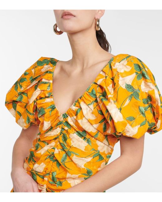 Agua Bendita Metallic Midikleid Camelia Sabanero Dorado