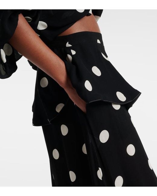 Adriana Degreas Black Solid Peplum Polka-Dot Balloon Pants