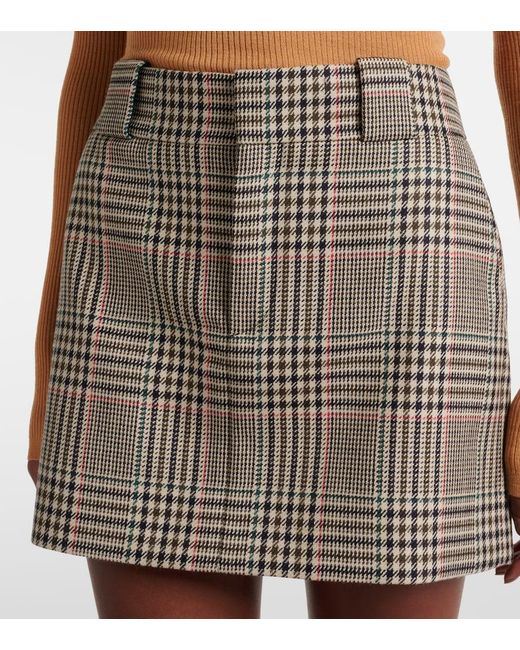 Chloé Gray Checked Wool Miniskirt