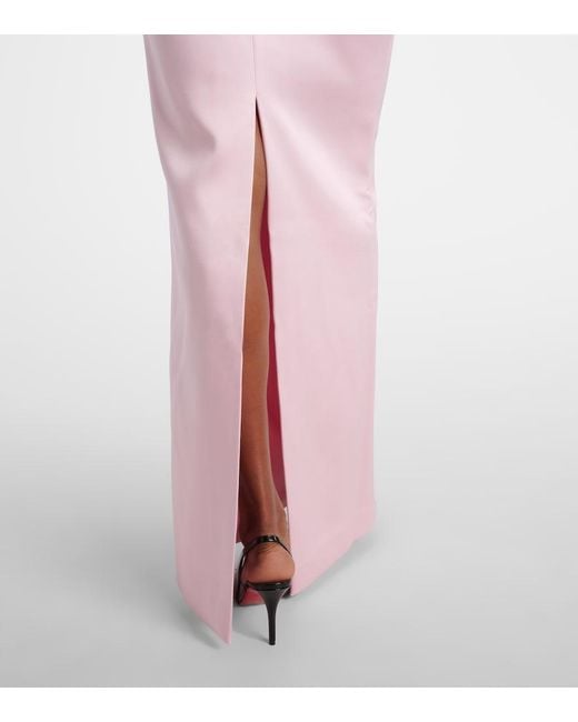 Rebecca Vallance Pink Akari Cutout Halterneck Satin Gown